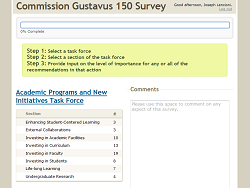Commission Gustavus 150 Survey website