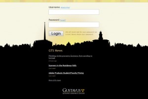 The Gustavus single sign-on login page